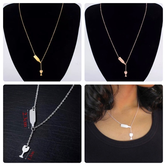 5⭐️ rating! Pouring wine bottle necklace: 3 colors - Picture 1 of 3